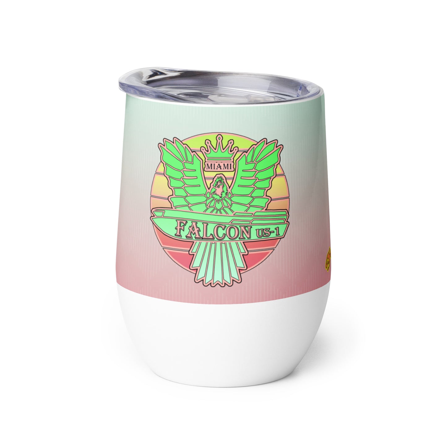 Wine tumbler- Falcon US-1 Retro Key Lime Green Logo
