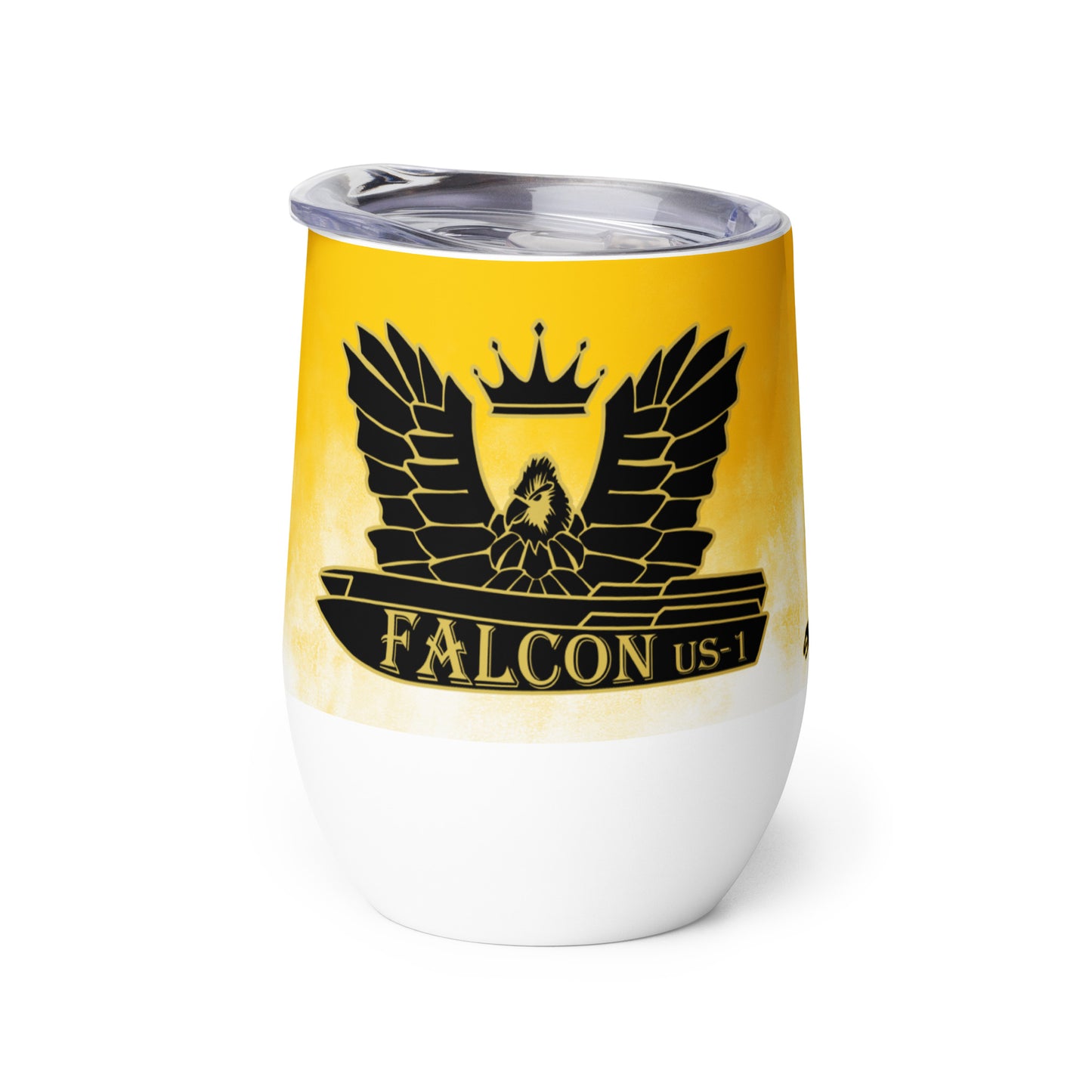 Wine tumbler- Falcon US-1 Retro Black\Gold Logo