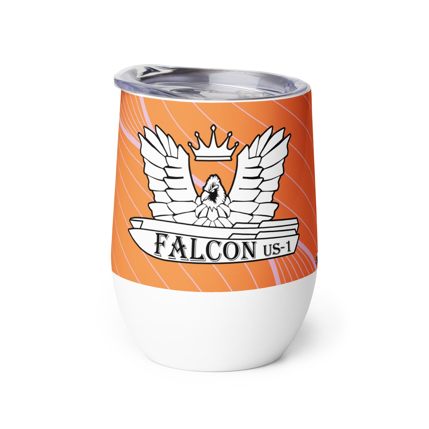 Wine tumbler- Falcon US-1 White\Gold Logo