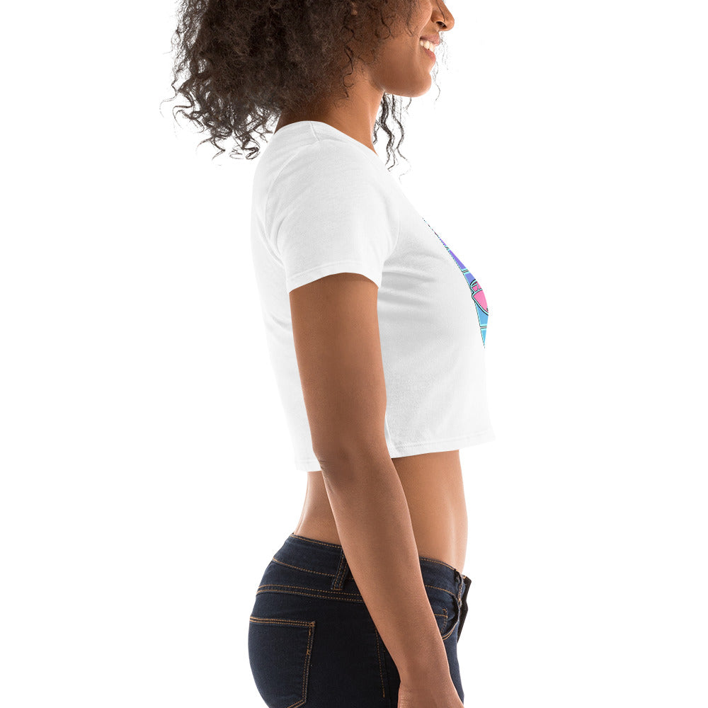Women’s Crop Tee - Falcon US-1 Retro Pink Sunburst Logo