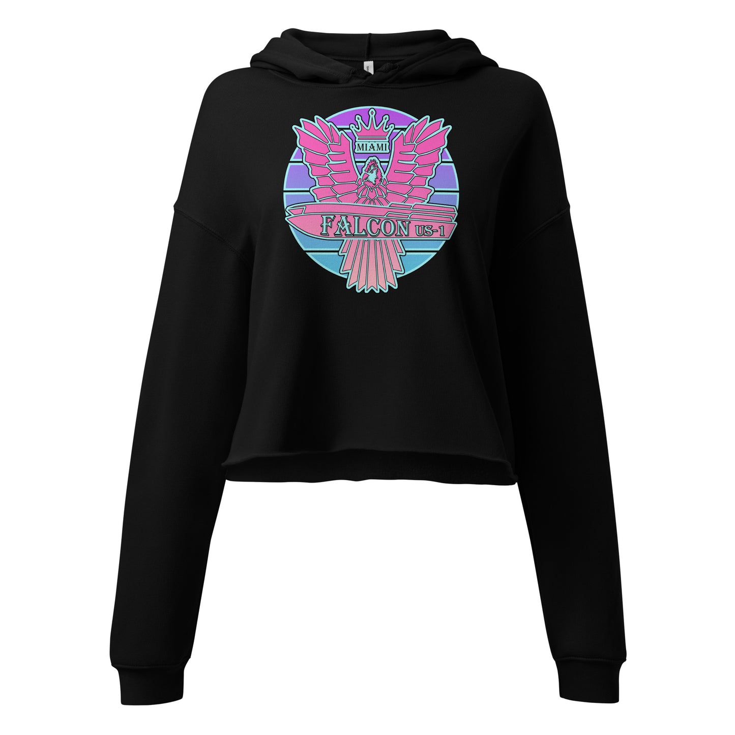 Crop Hoodie - Pink Retro Sunburst Logo