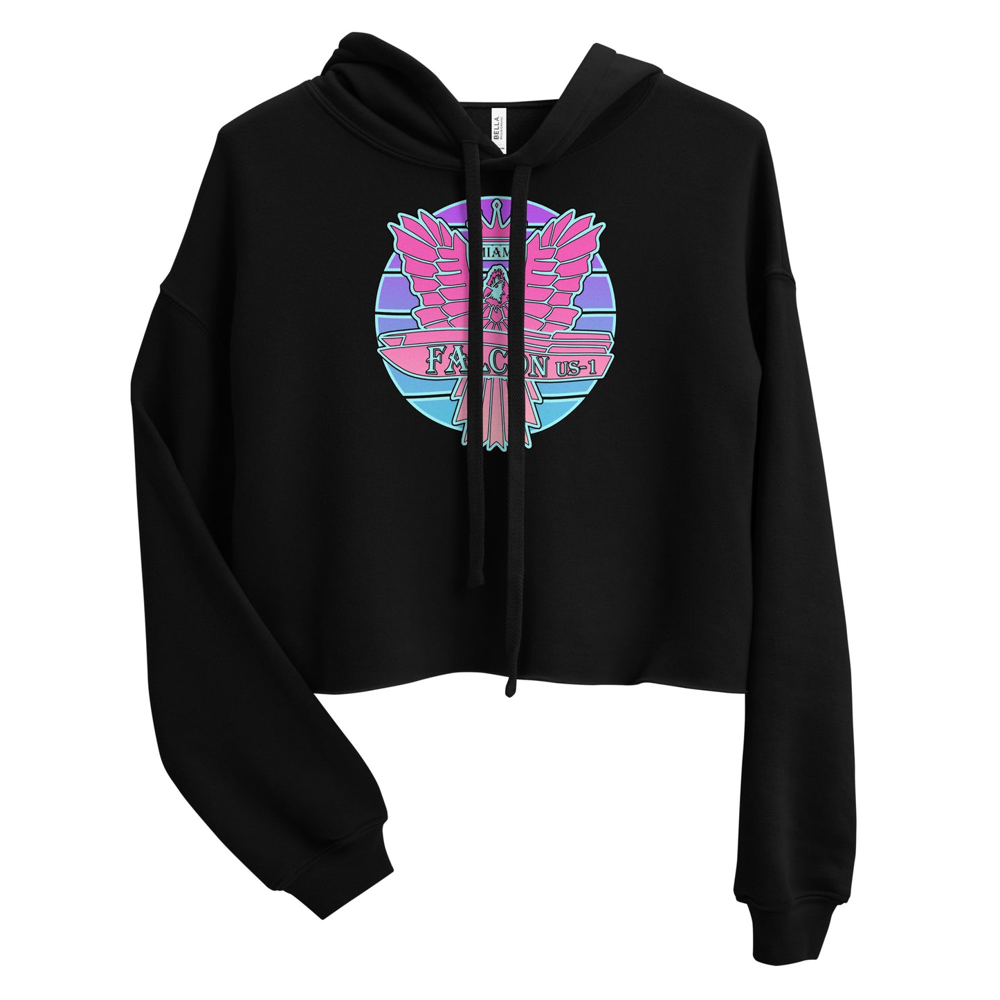 Crop Hoodie - Pink Retro Sunburst Logo