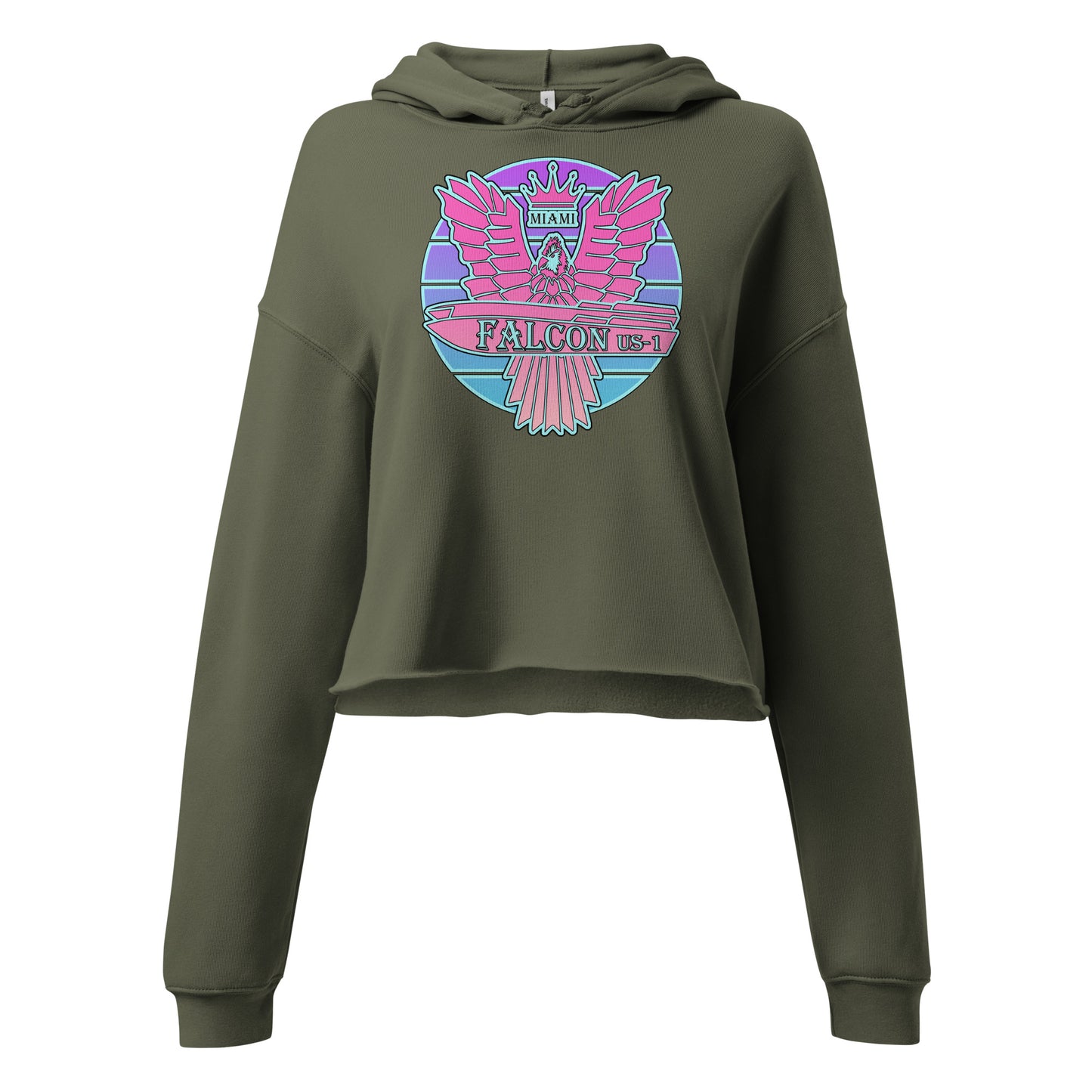 Crop Hoodie - Pink Retro Sunburst Logo