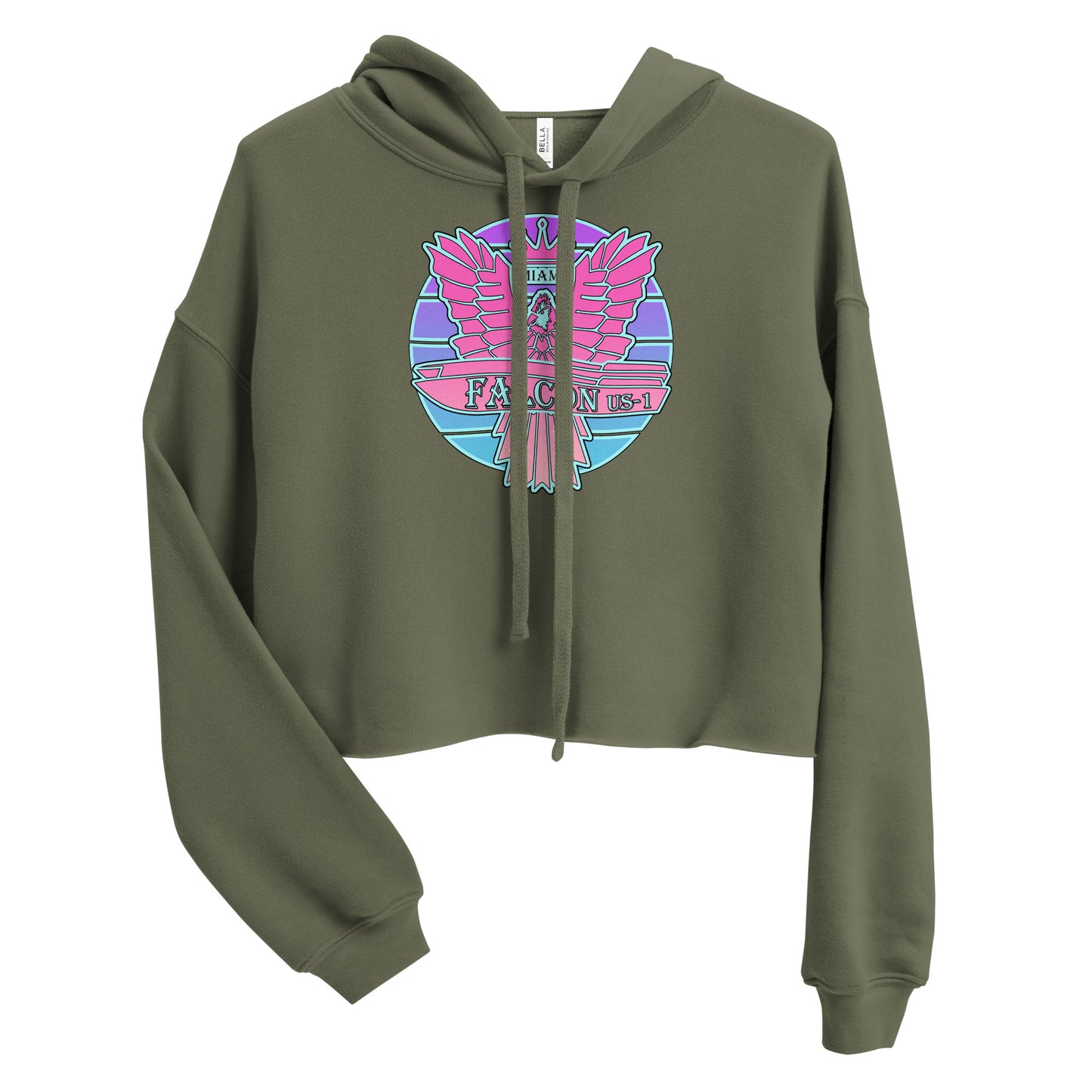 Crop Hoodie - Pink Retro Sunburst Logo