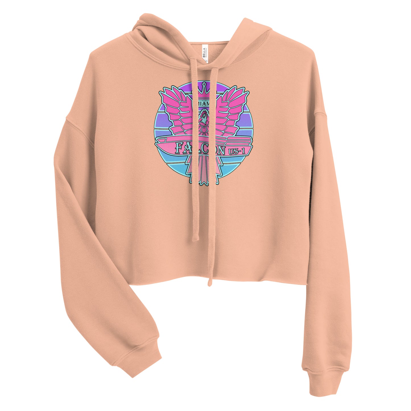Crop Hoodie - Pink Retro Sunburst Logo