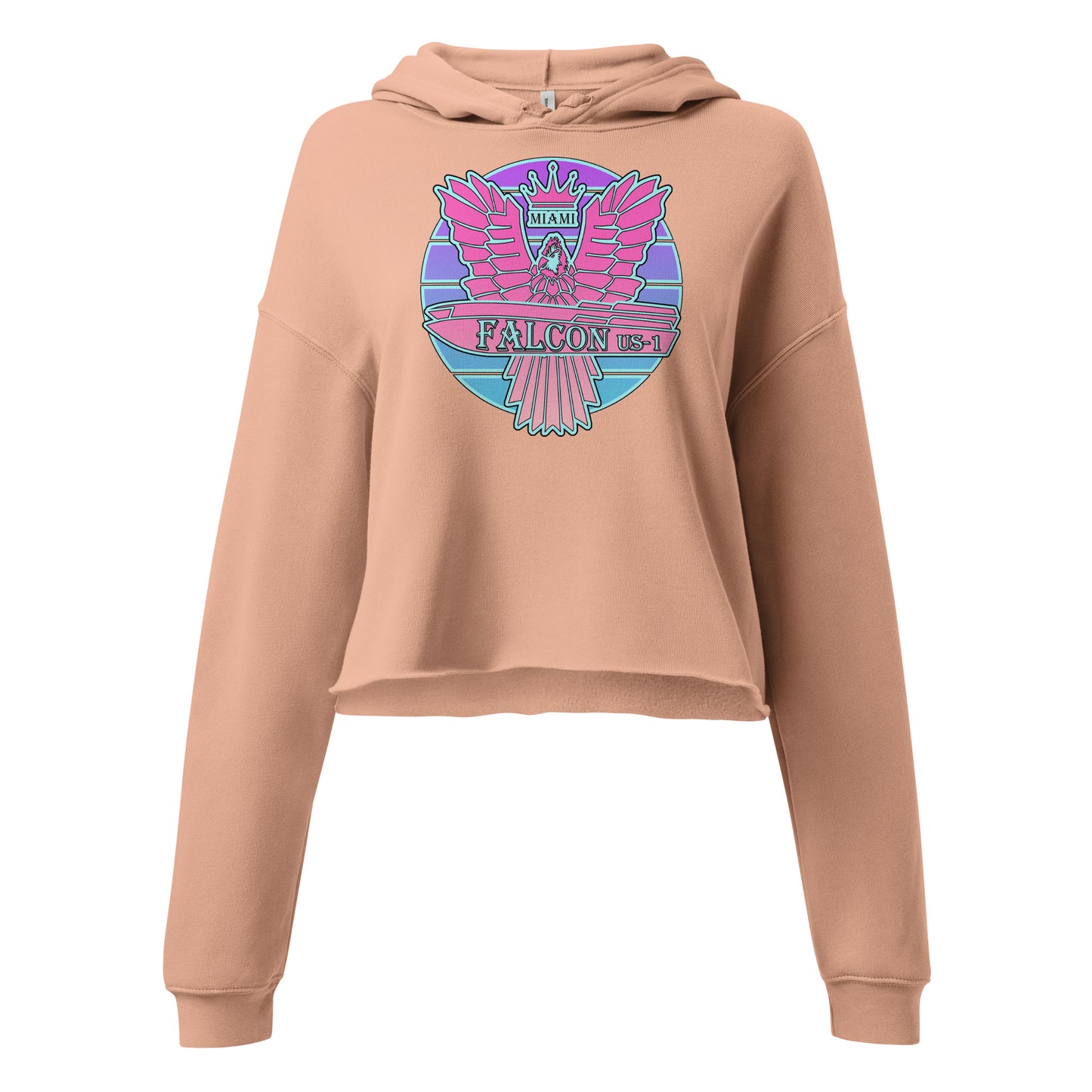 Crop Hoodie - Pink Retro Sunburst Logo