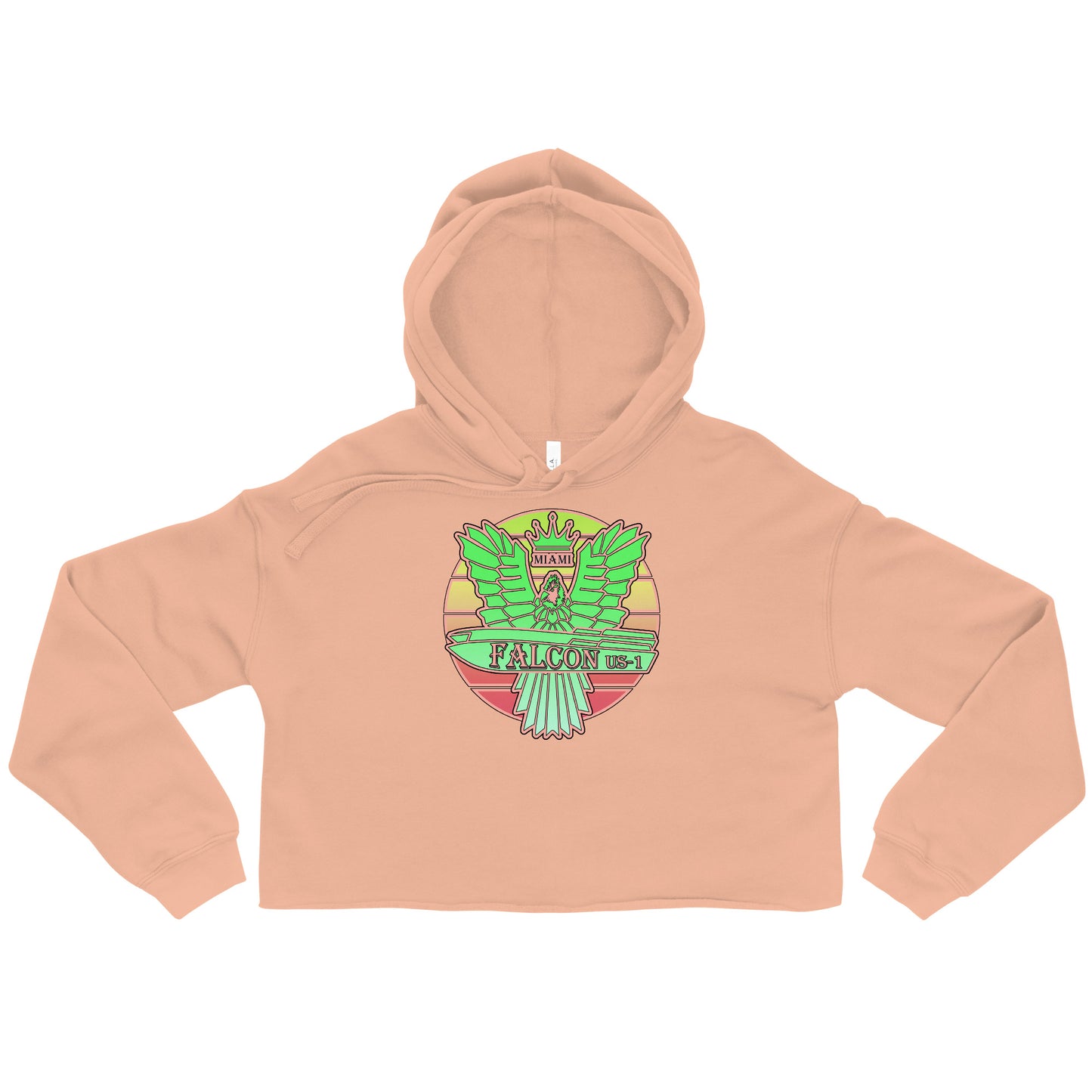 Crop Hoodie - Falcon Retro Green Sunburst Logo