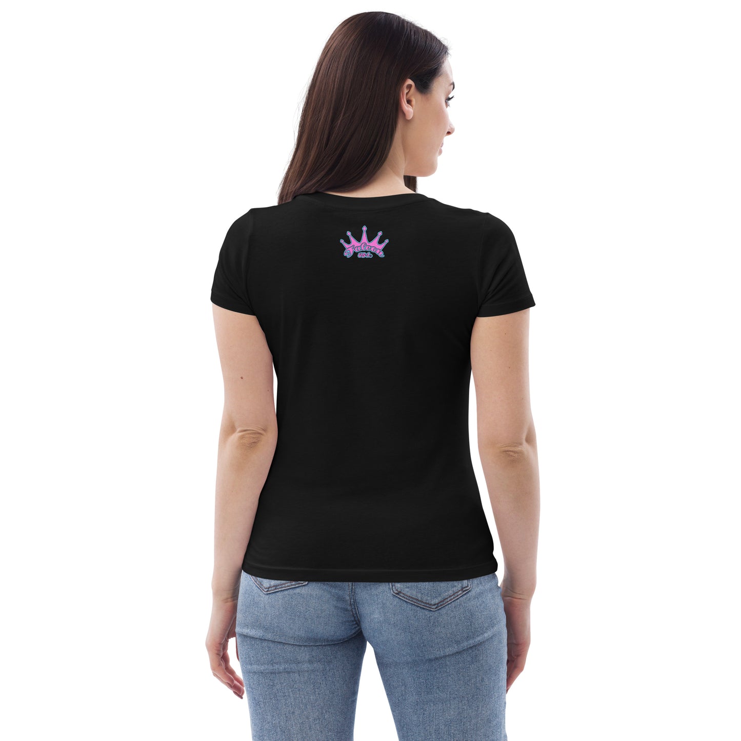 Women's fitted eco tee - Falcon Retro Pink Logo
