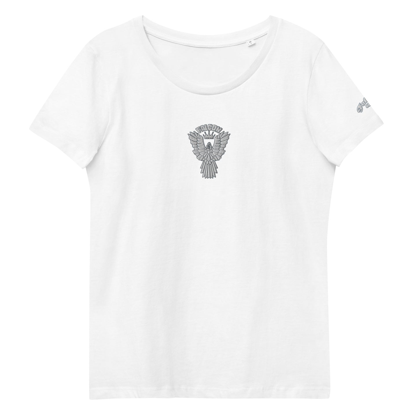 Women's Embroidered fitted eco tee - Falcon Gray Logo