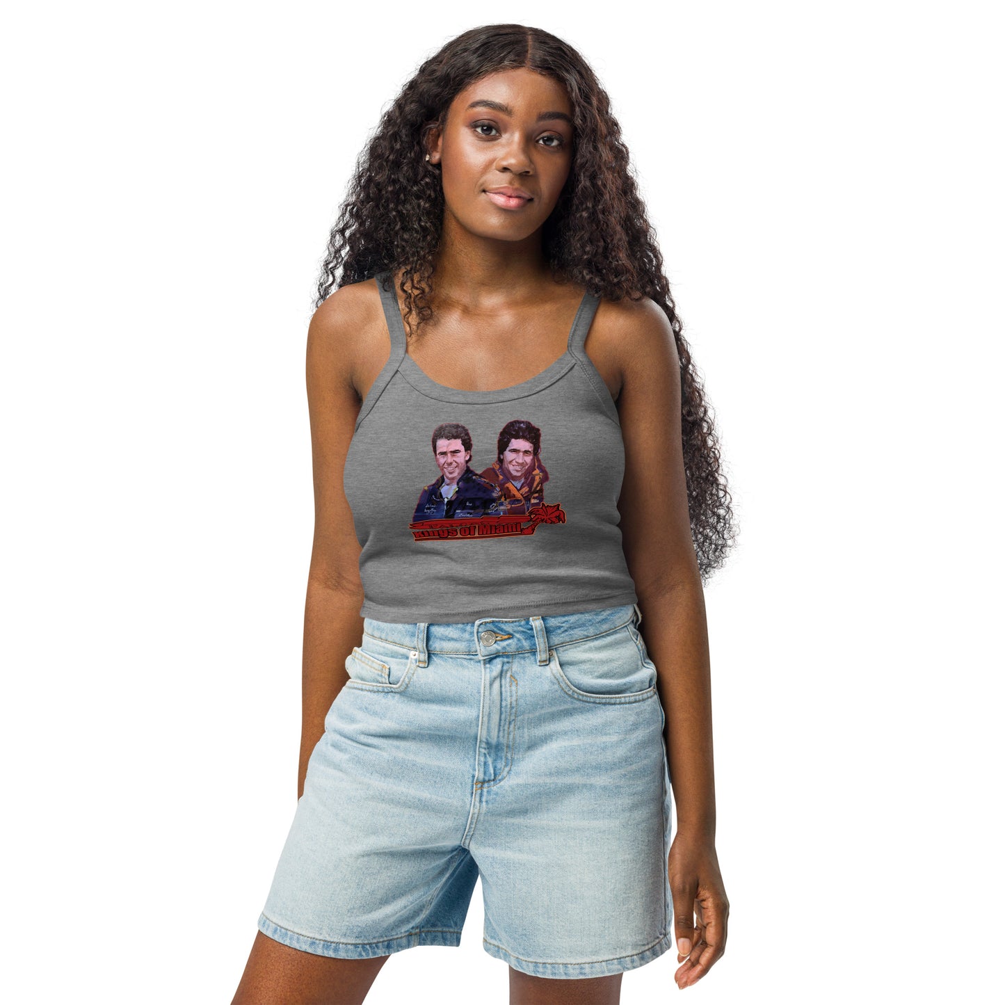 Women’s micro-rib tank top- Willy and Tavy Falcon with boat -Kings of Miami