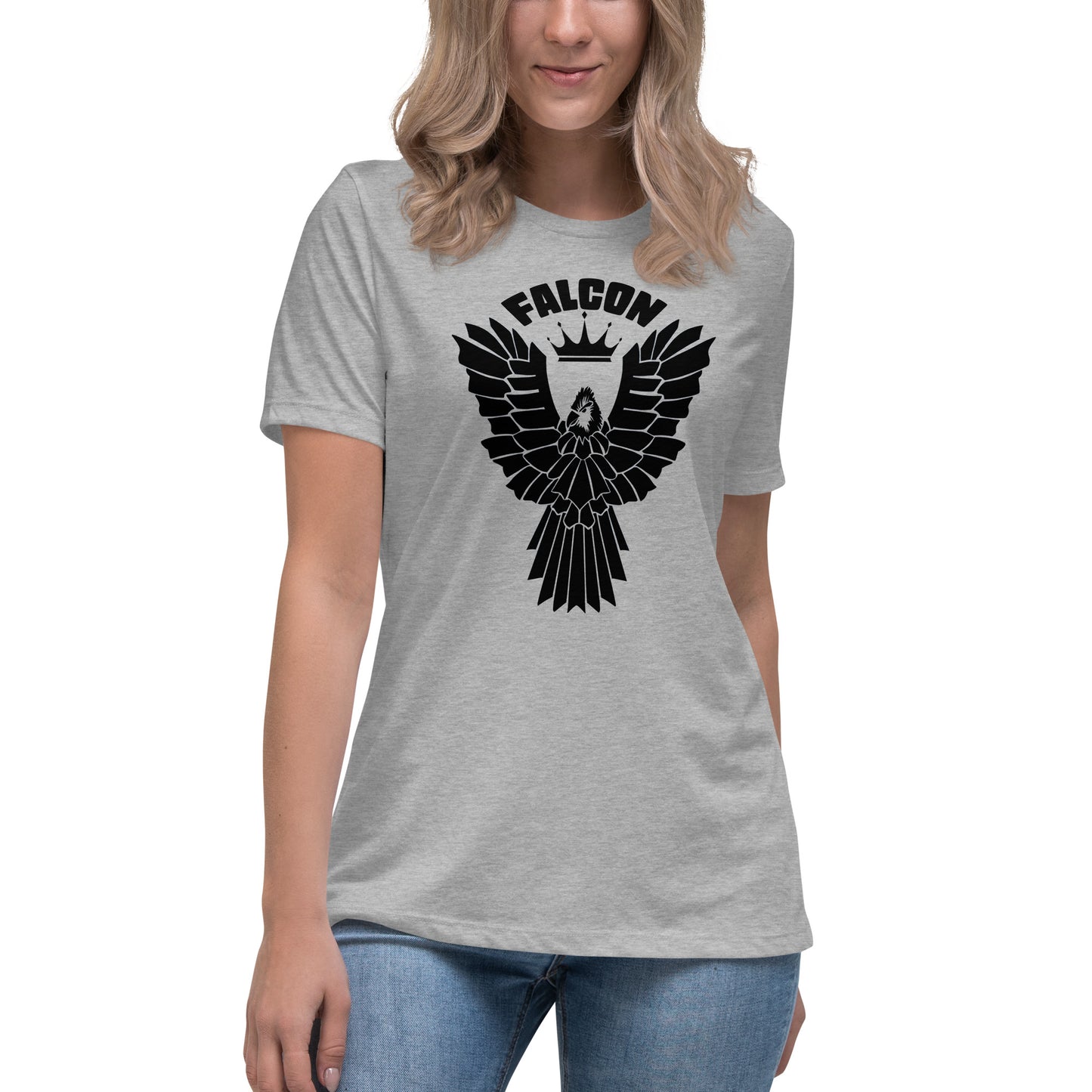 Women's Relaxed T-Shirt- Black Falcon Logo