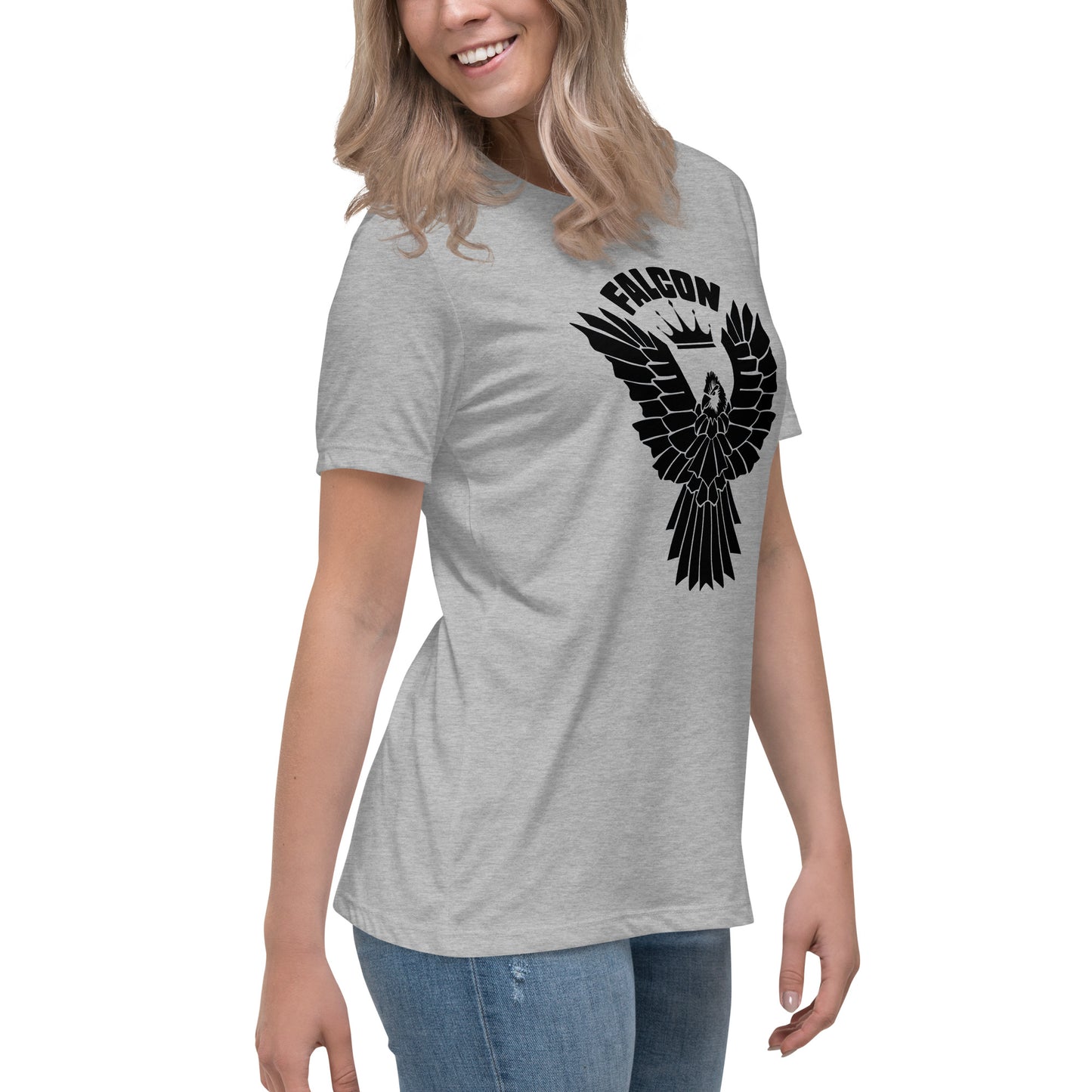 Women's Relaxed T-Shirt- Black Falcon Logo