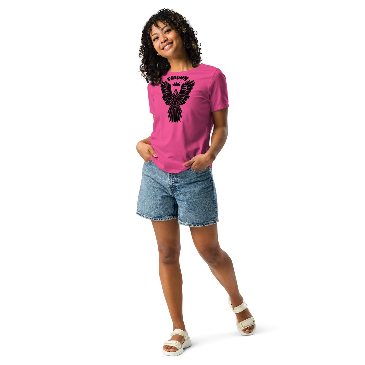 Women's Relaxed T-Shirt- Black Falcon Logo