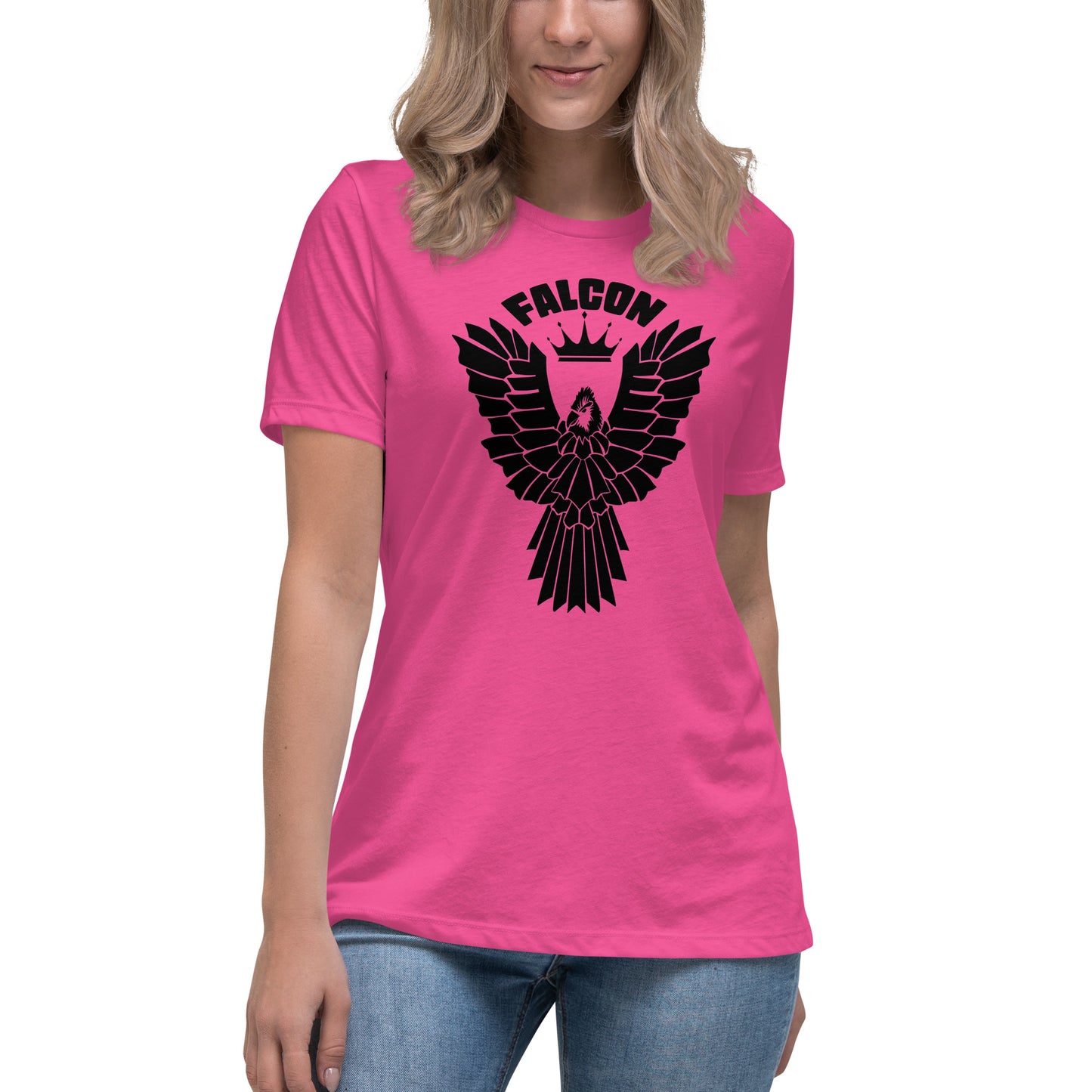 Women's Relaxed T-Shirt- Black Falcon Logo