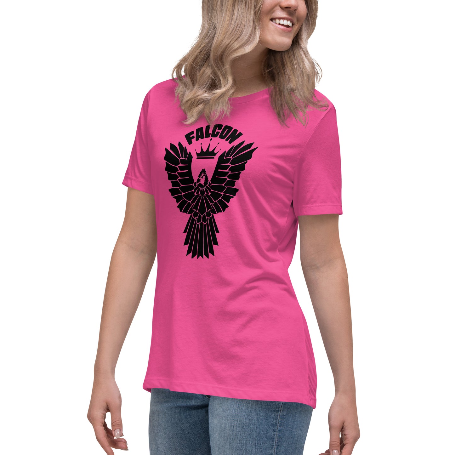 Women's Relaxed T-Shirt- Black Falcon Logo