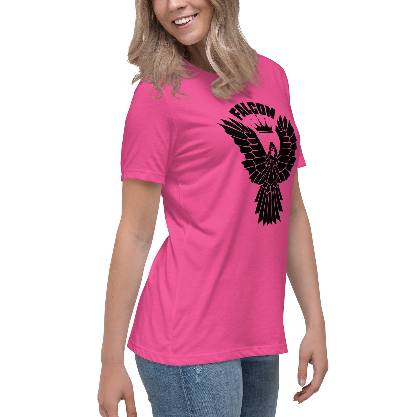 Women's Relaxed T-Shirt- Black Falcon Logo