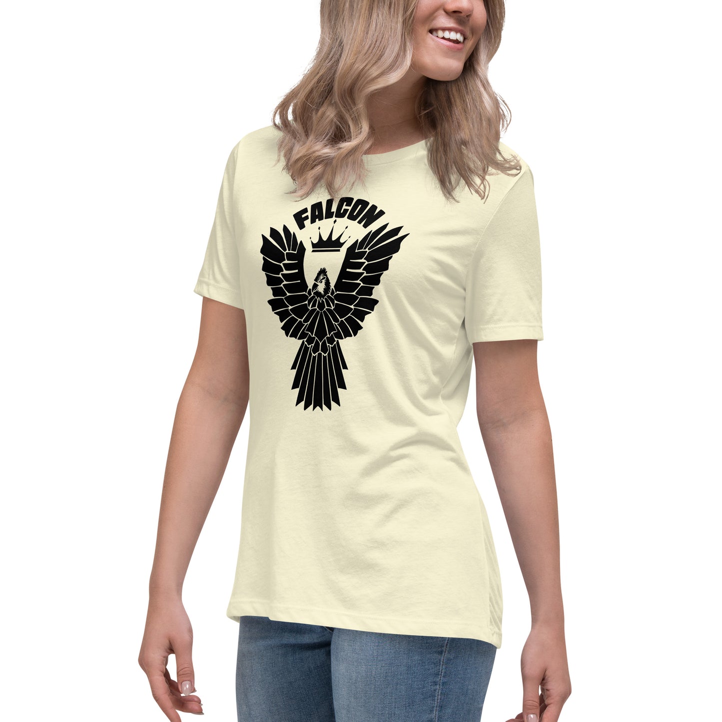 Women's Relaxed T-Shirt- Black Falcon Logo
