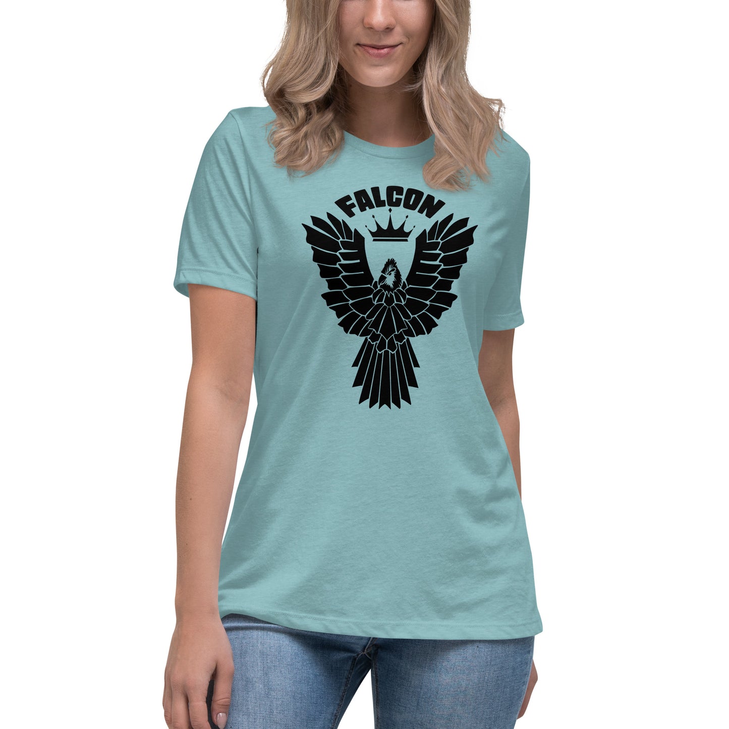 Women's Relaxed T-Shirt- Black Falcon Logo