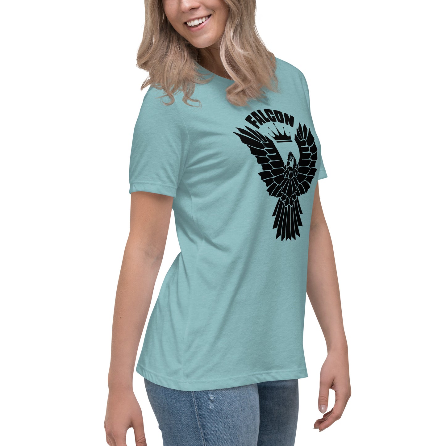 Women's Relaxed T-Shirt- Black Falcon Logo