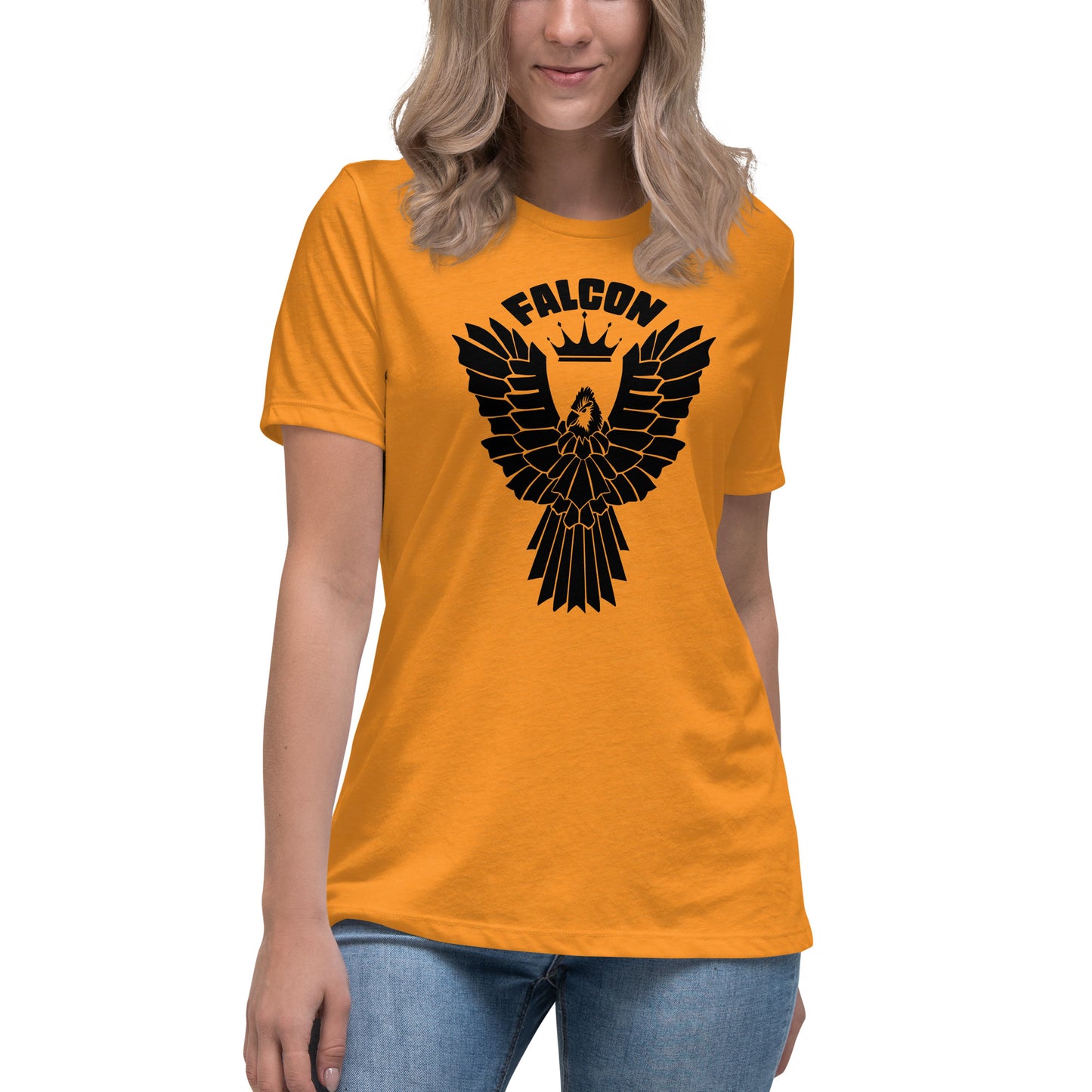 Women's Relaxed T-Shirt- Black Falcon Logo