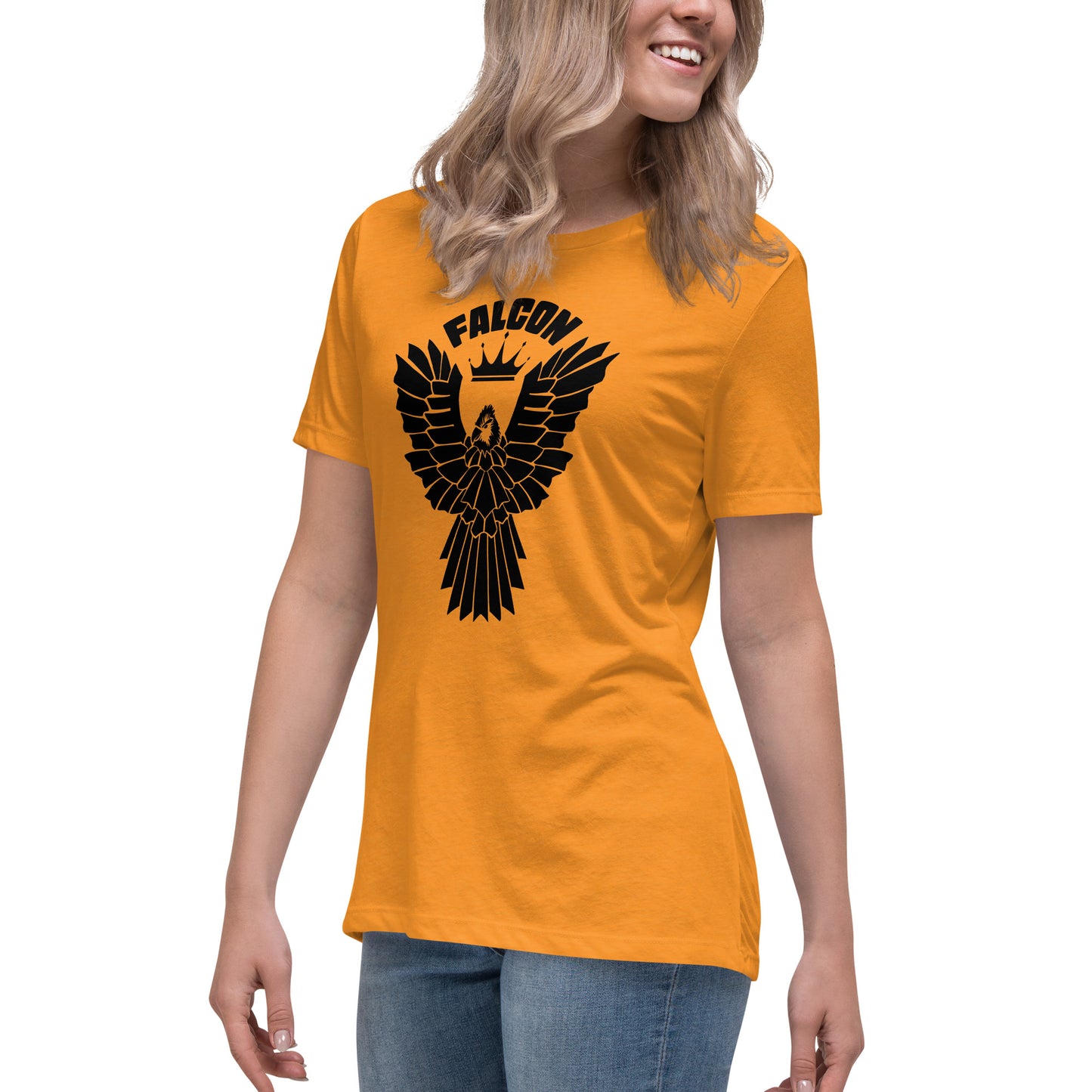 Women's Relaxed T-Shirt- Black Falcon Logo