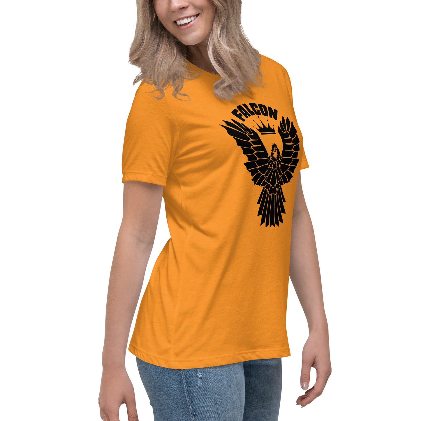 Women's Relaxed T-Shirt- Black Falcon Logo