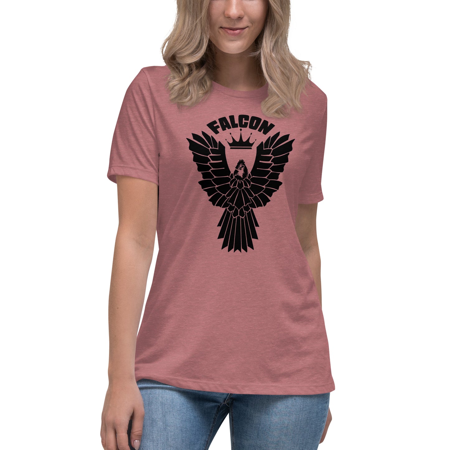 Women's Relaxed T-Shirt- Black Falcon Logo