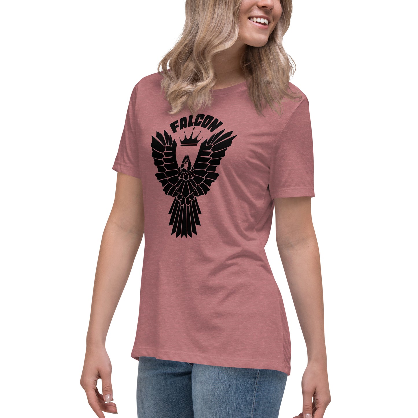 Women's Relaxed T-Shirt- Black Falcon Logo
