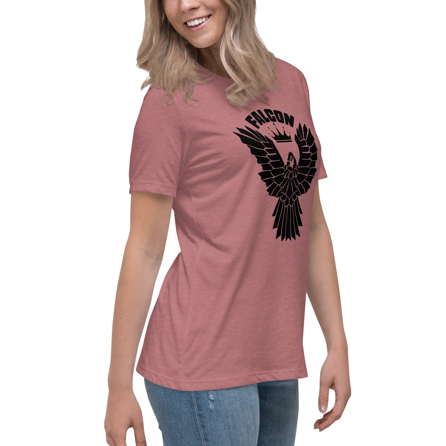 Women's Relaxed T-Shirt- Black Falcon Logo