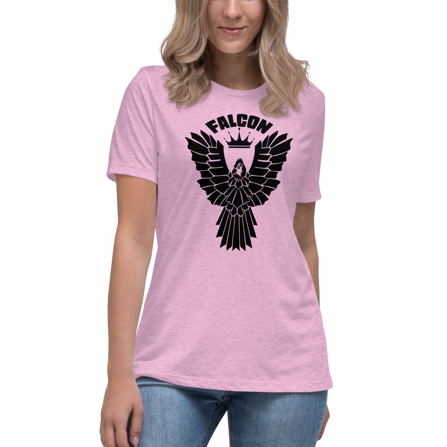Women's Relaxed T-Shirt- Black Falcon Logo