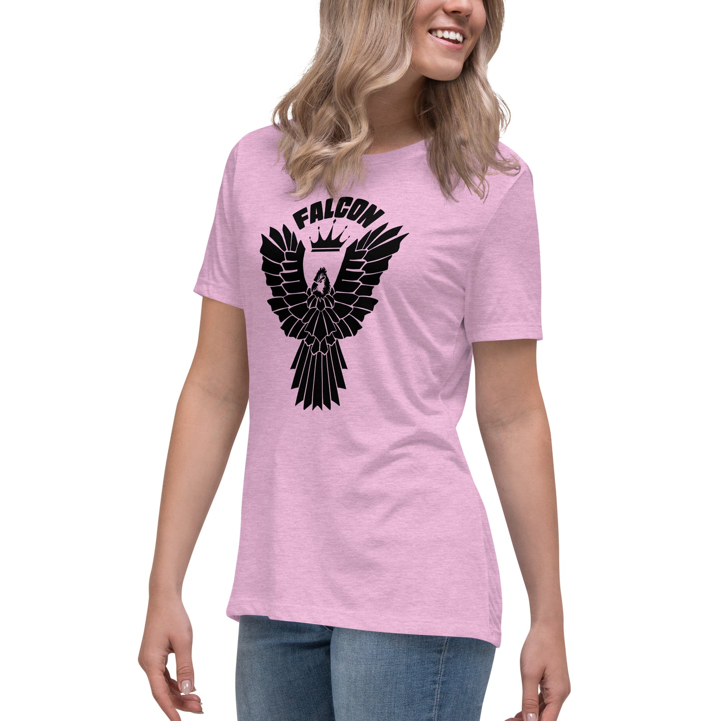 Women's Relaxed T-Shirt- Black Falcon Logo