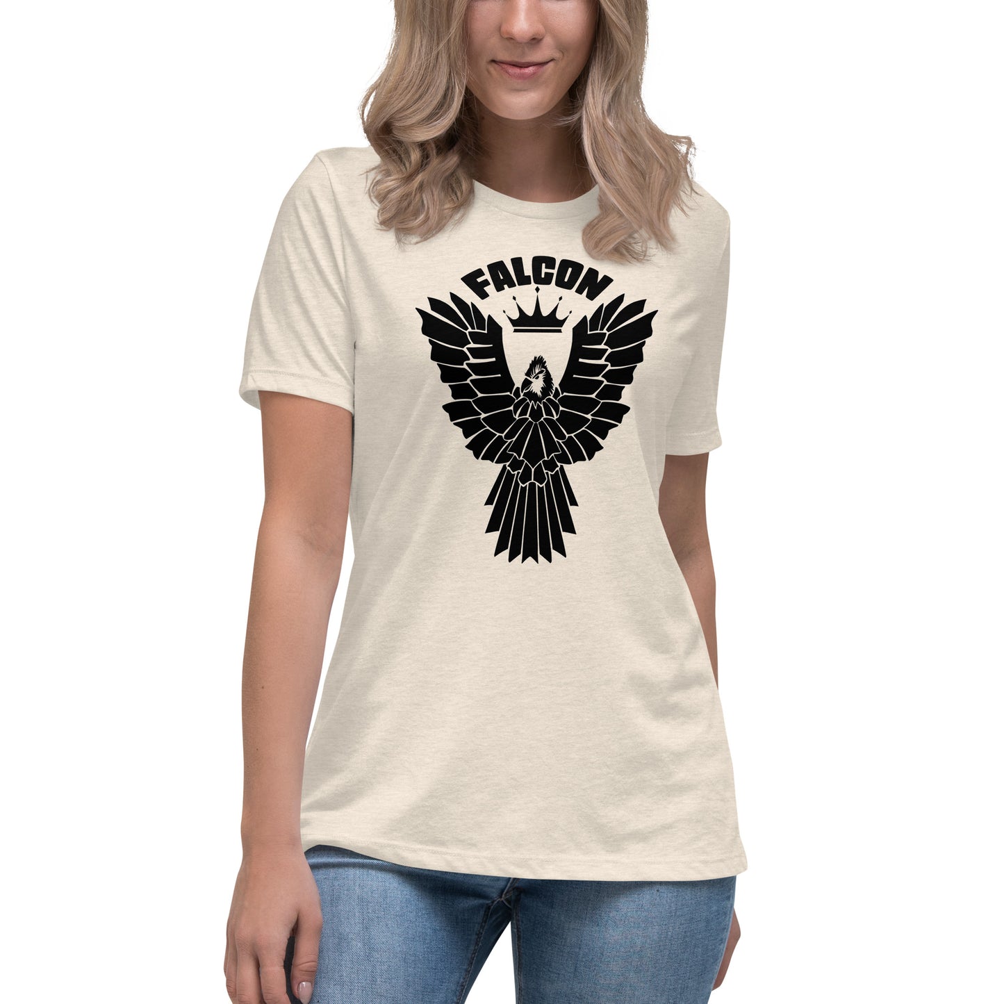Women's Relaxed T-Shirt- Black Falcon Logo