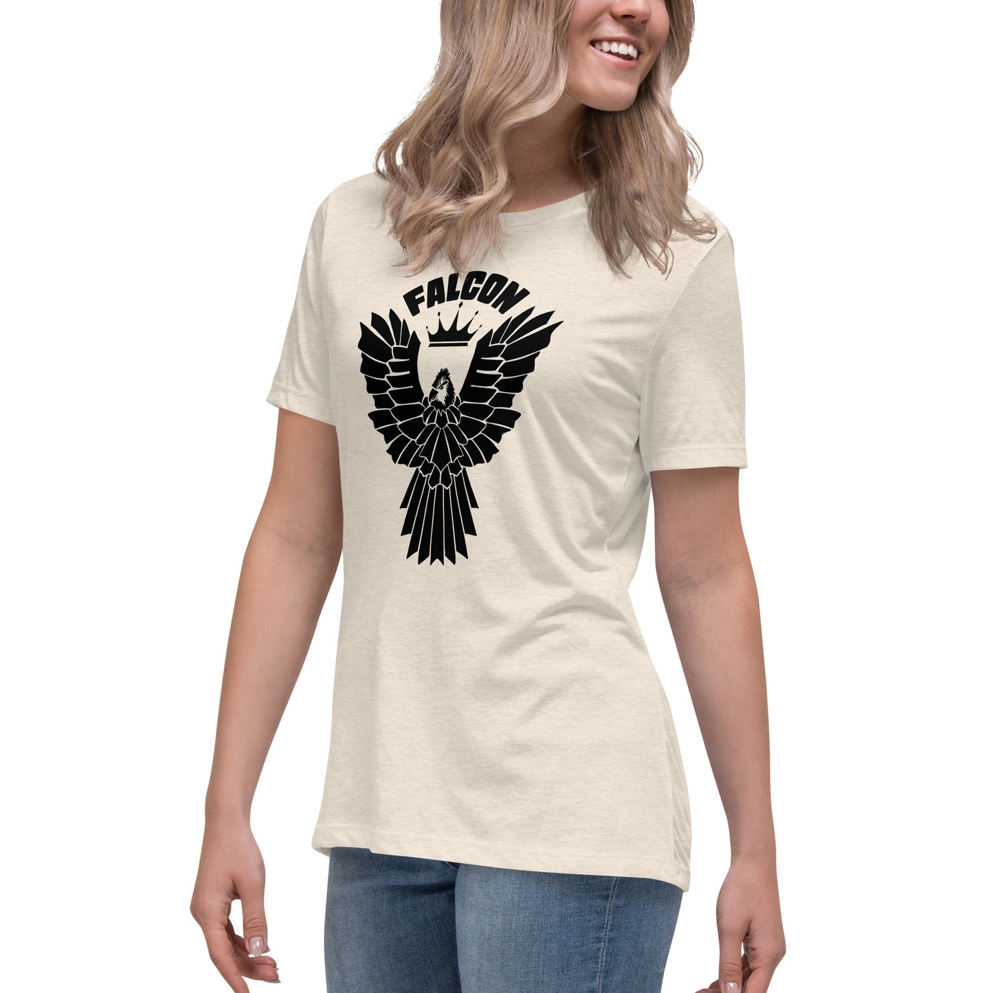 Women's Relaxed T-Shirt- Black Falcon Logo