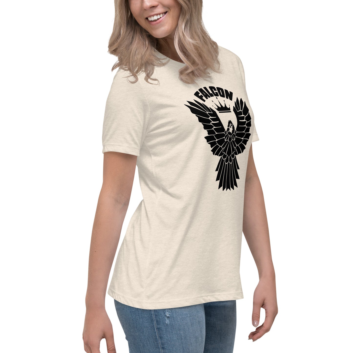 Women's Relaxed T-Shirt- Black Falcon Logo