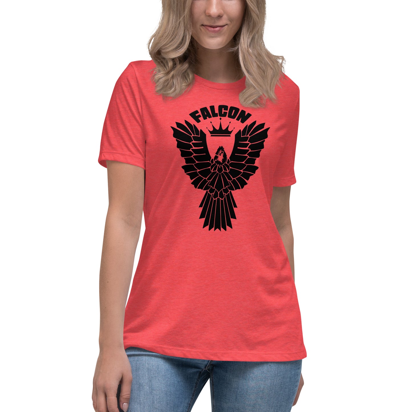 Women's Relaxed T-Shirt- Black Falcon Logo