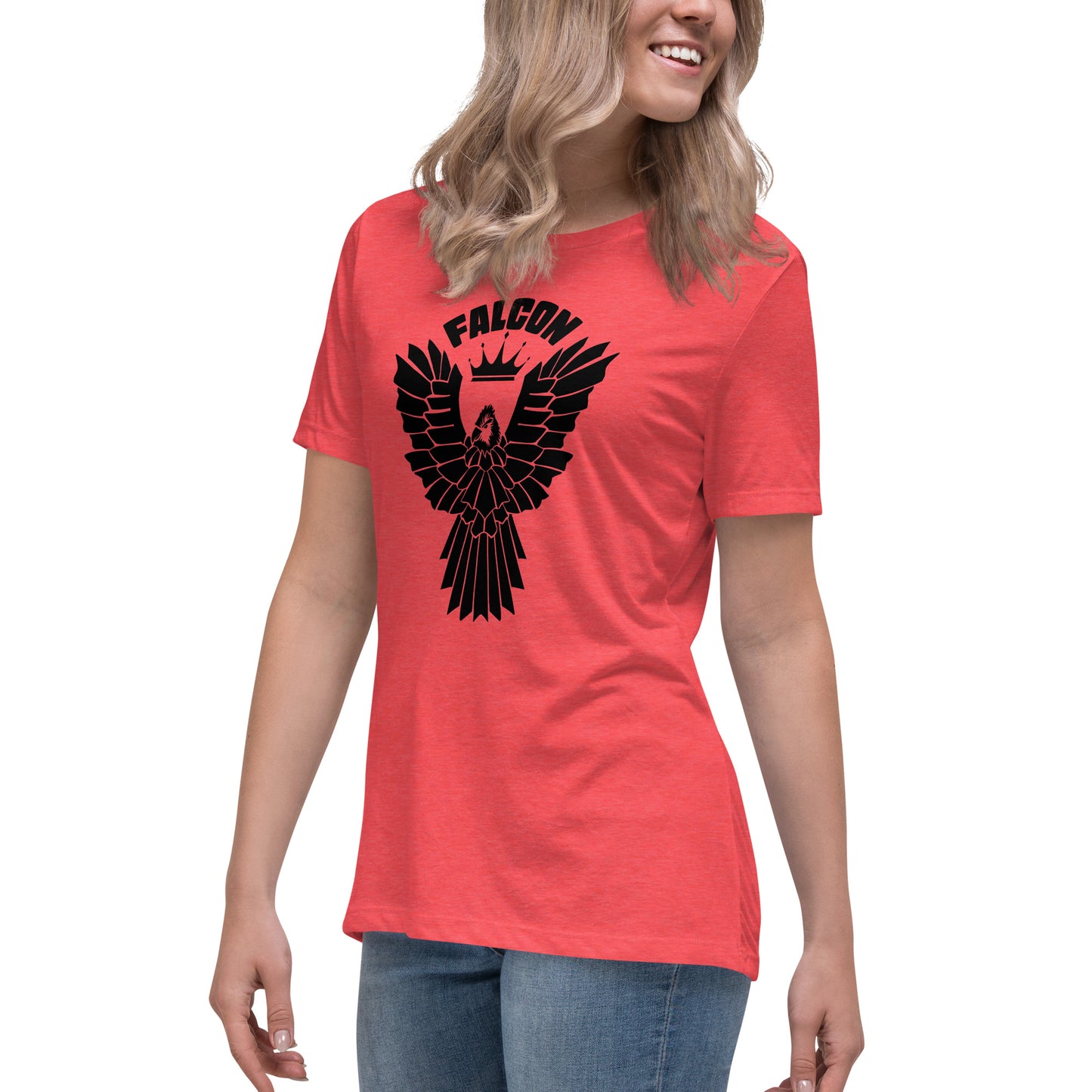 Women's Relaxed T-Shirt- Black Falcon Logo