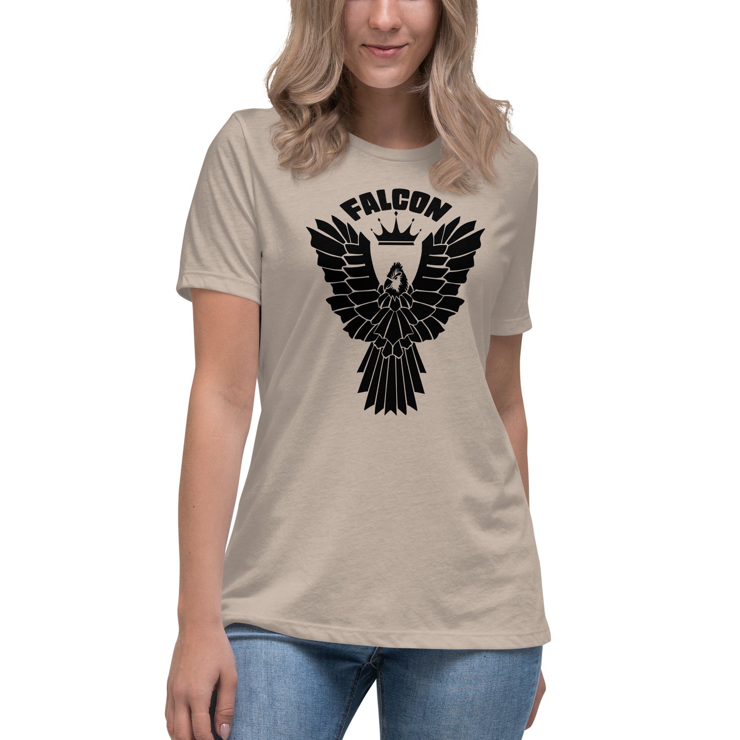 Women's Relaxed T-Shirt- Black Falcon Logo