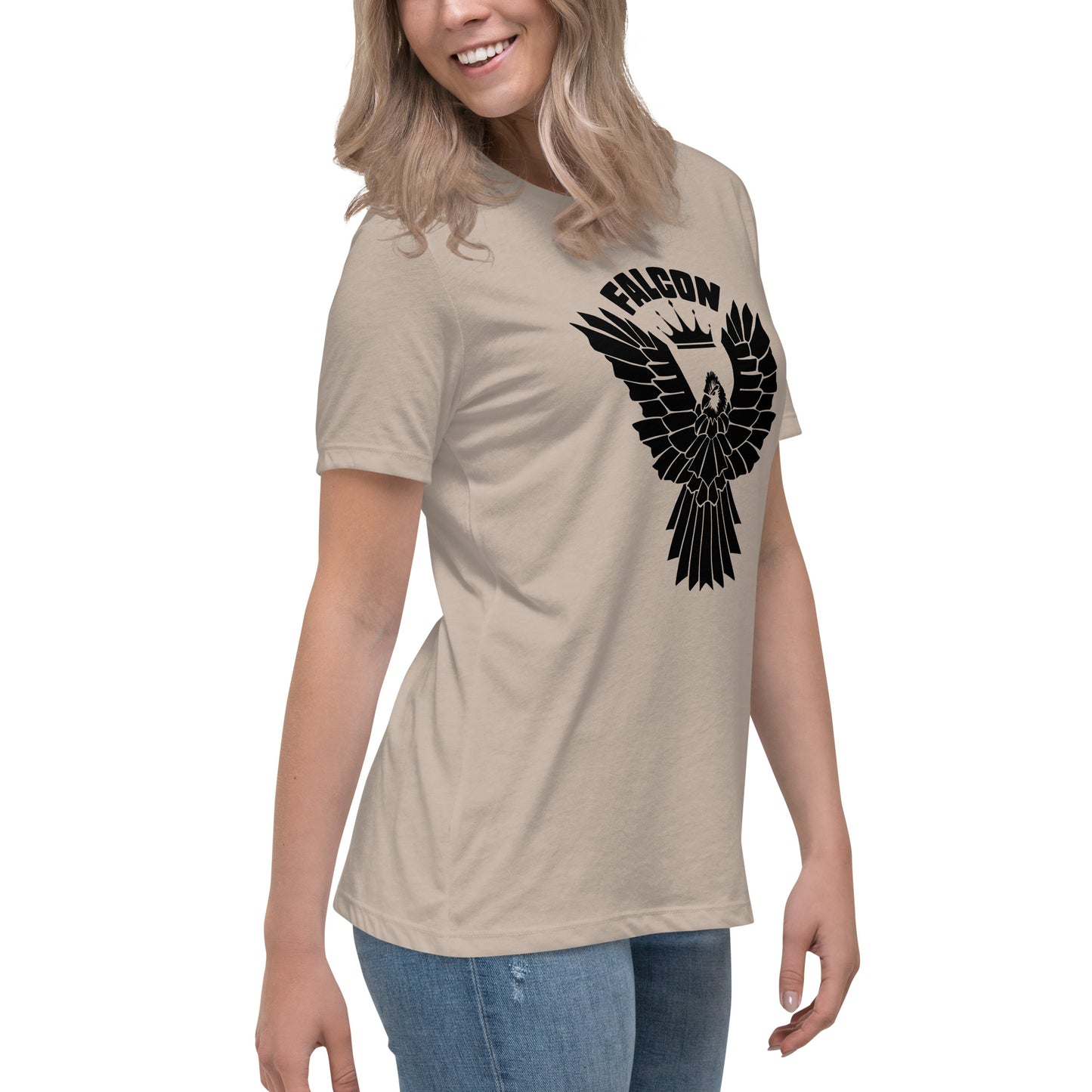 Women's Relaxed T-Shirt- Black Falcon Logo