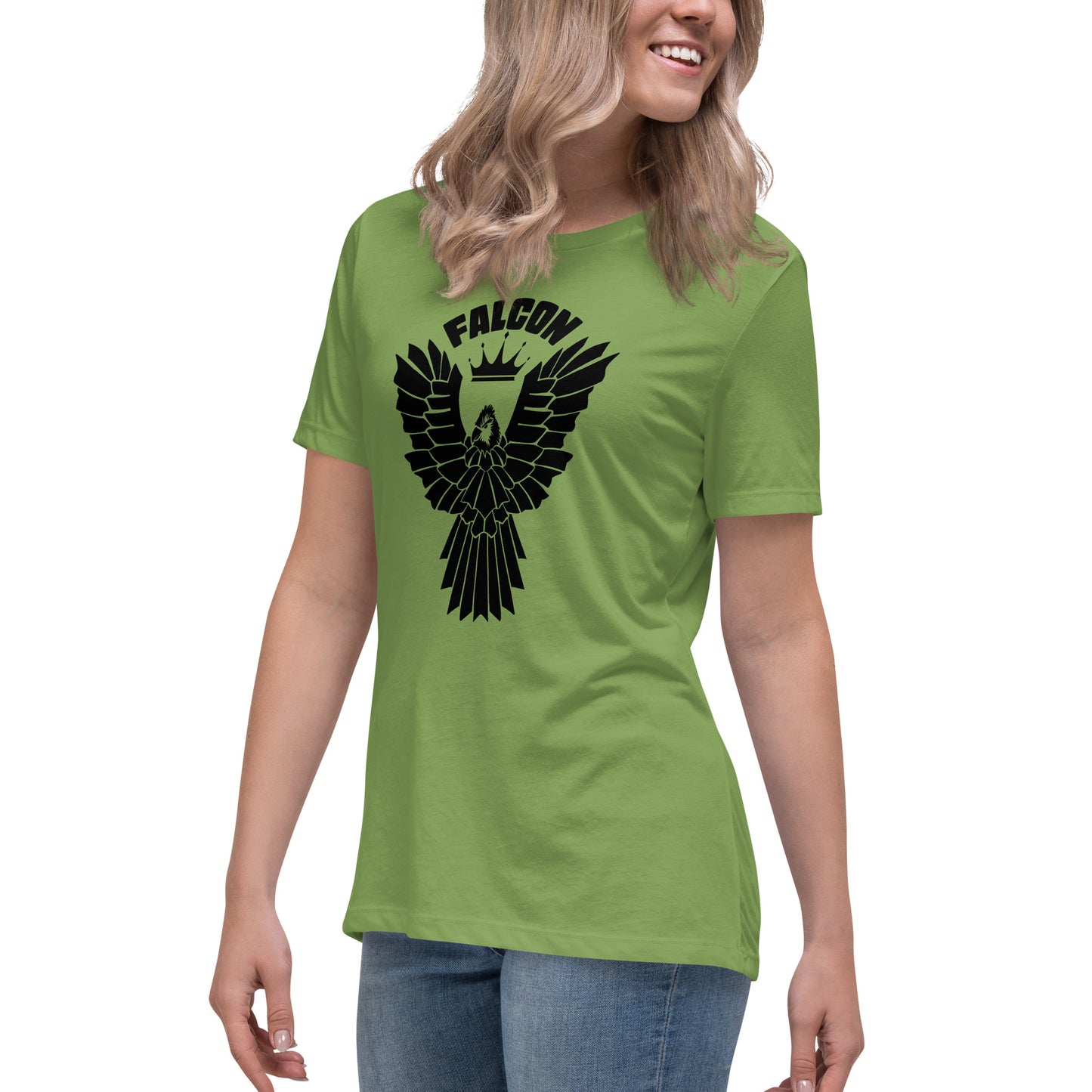 Women's Relaxed T-Shirt- Black Falcon Logo