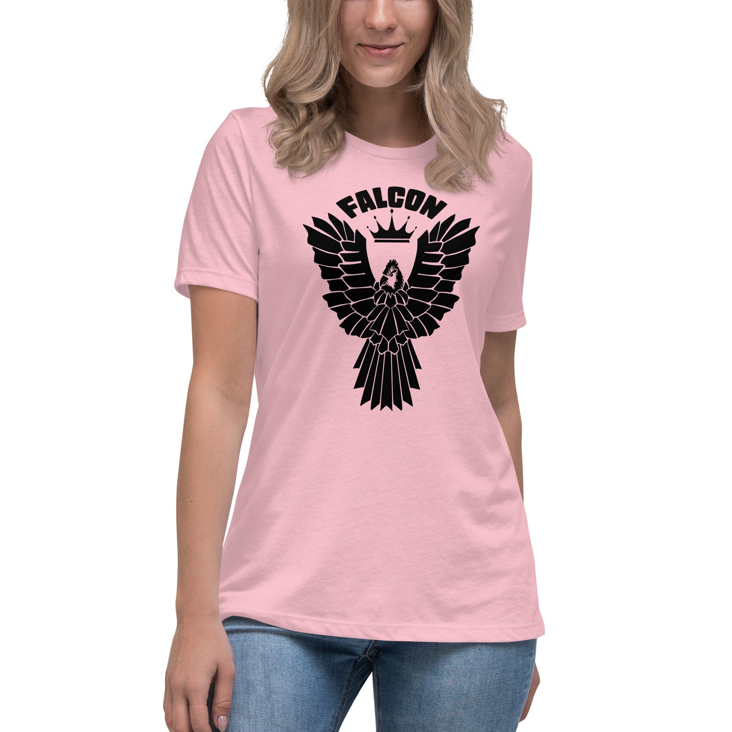 Women's Relaxed T-Shirt- Black Falcon Logo