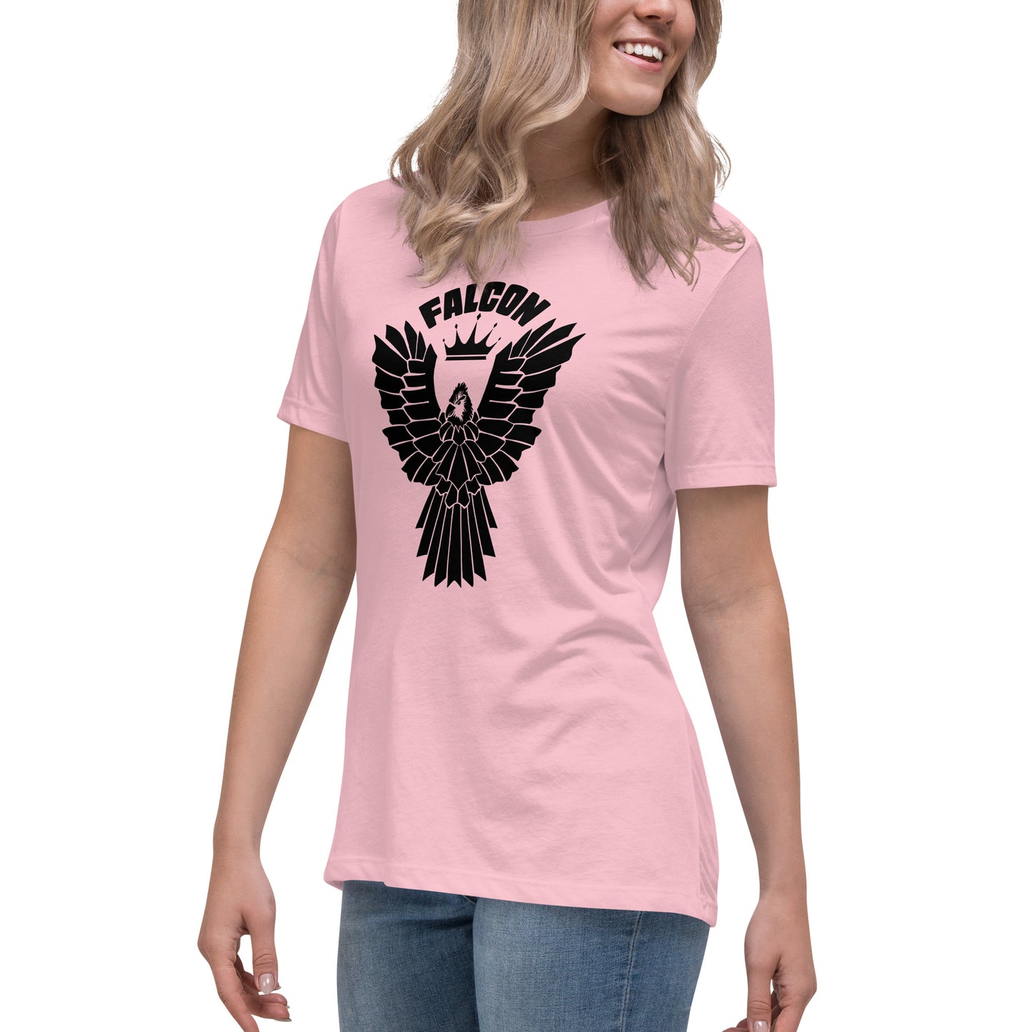 Women's Relaxed T-Shirt- Black Falcon Logo