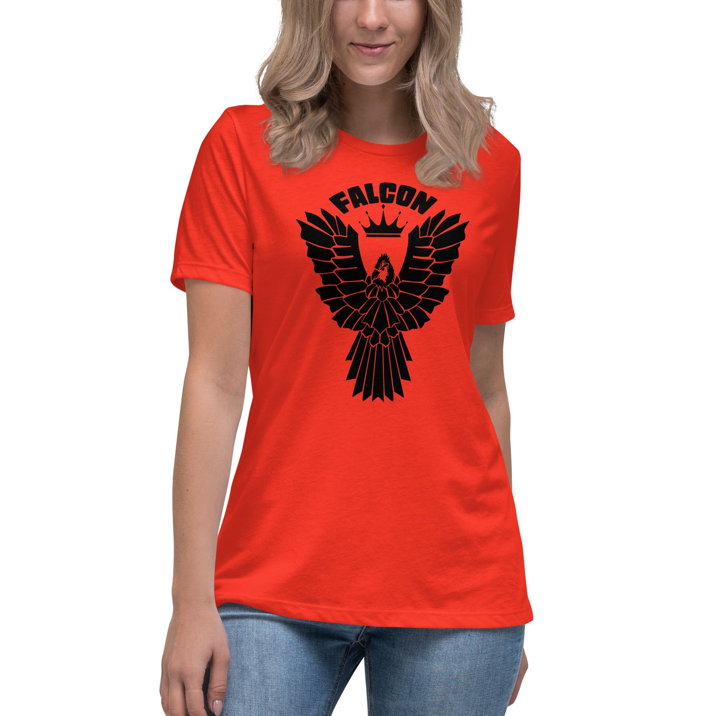 Women's Relaxed T-Shirt- Black Falcon Logo