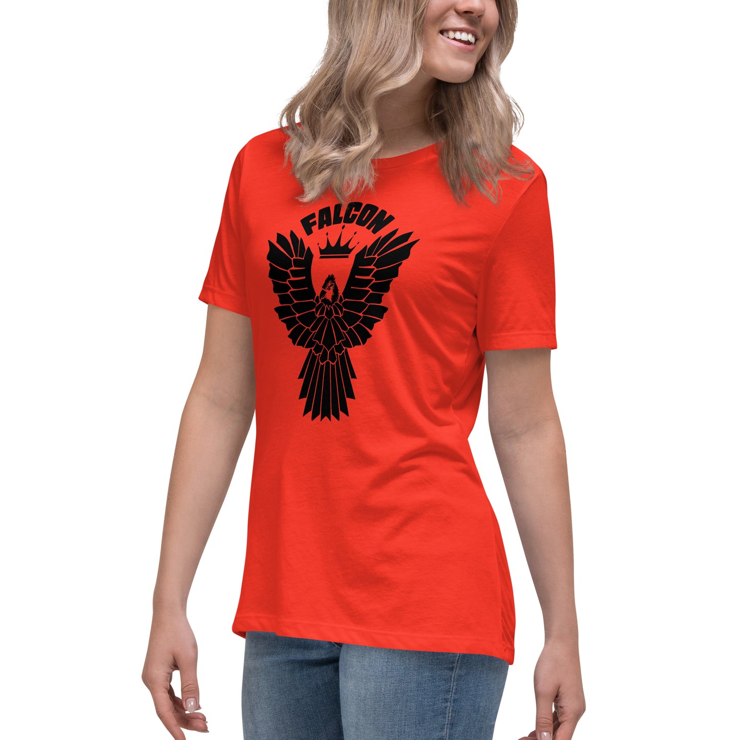Women's Relaxed T-Shirt- Black Falcon Logo
