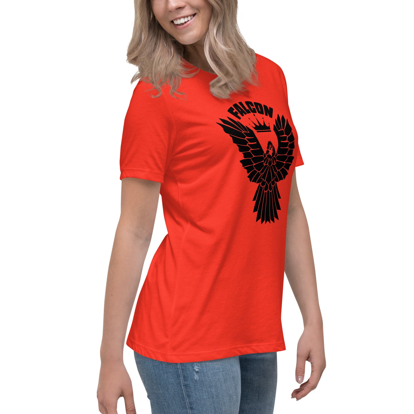 Women's Relaxed T-Shirt- Black Falcon Logo