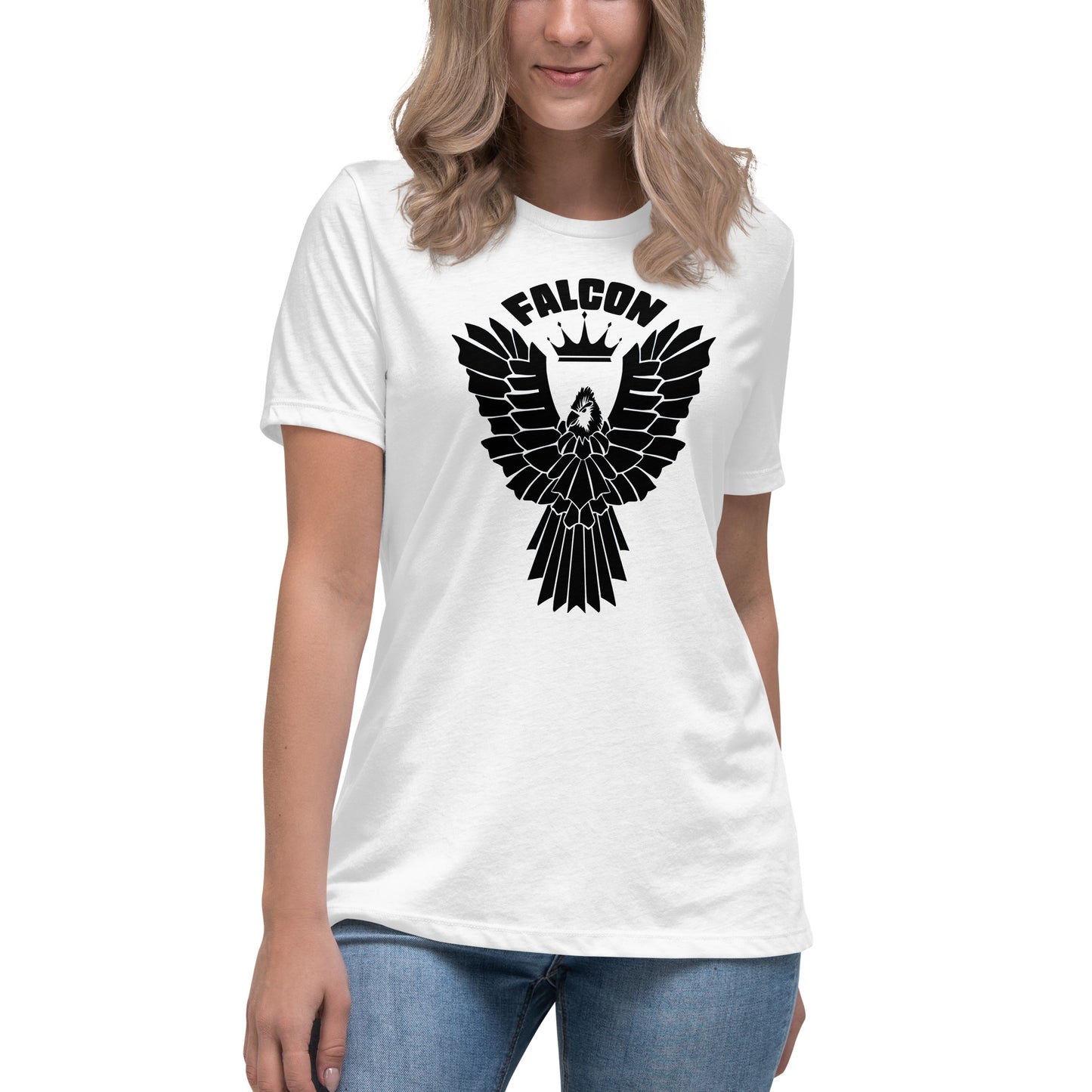 Women's Relaxed T-Shirt- Black Falcon Logo