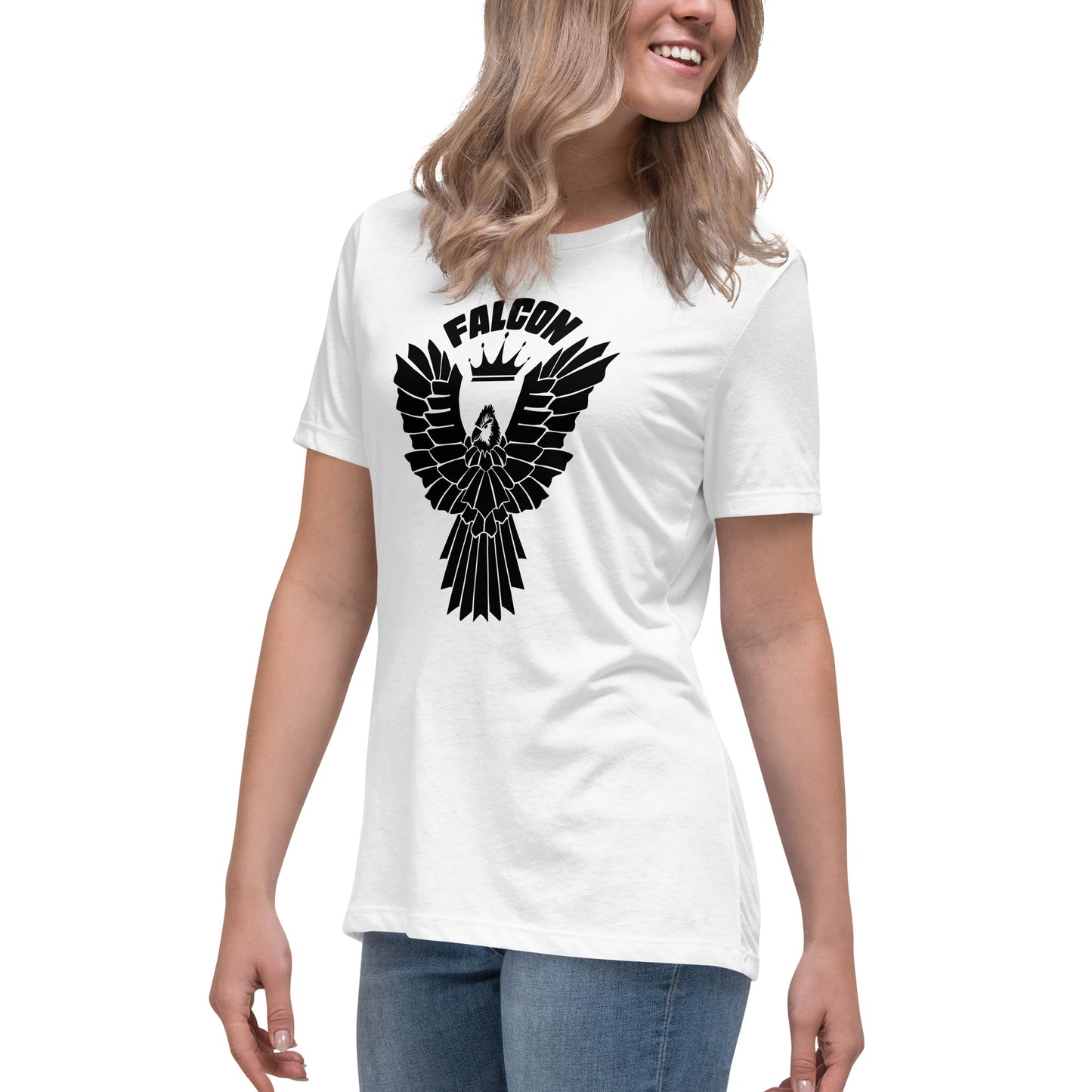 Women's Relaxed T-Shirt- Black Falcon Logo