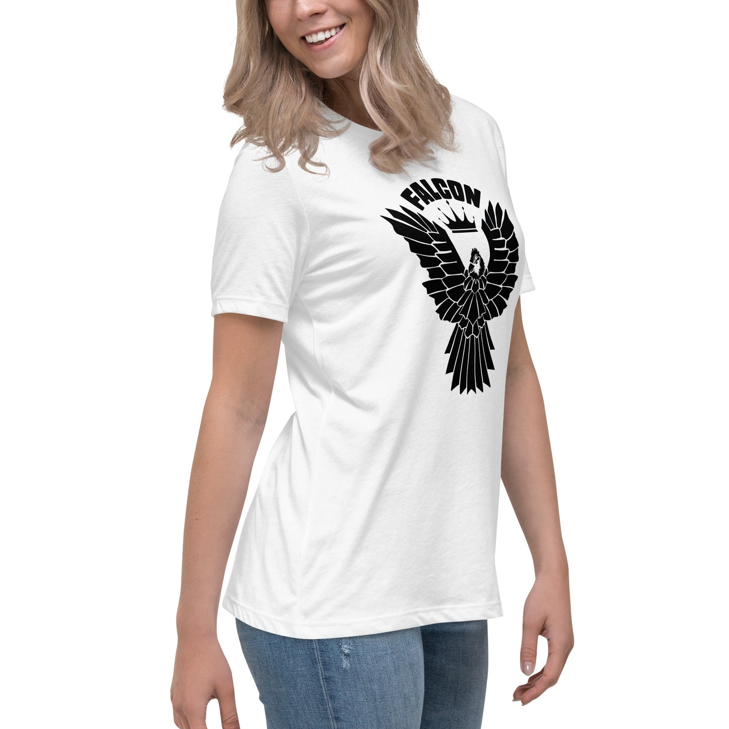 Women's Relaxed T-Shirt- Black Falcon Logo
