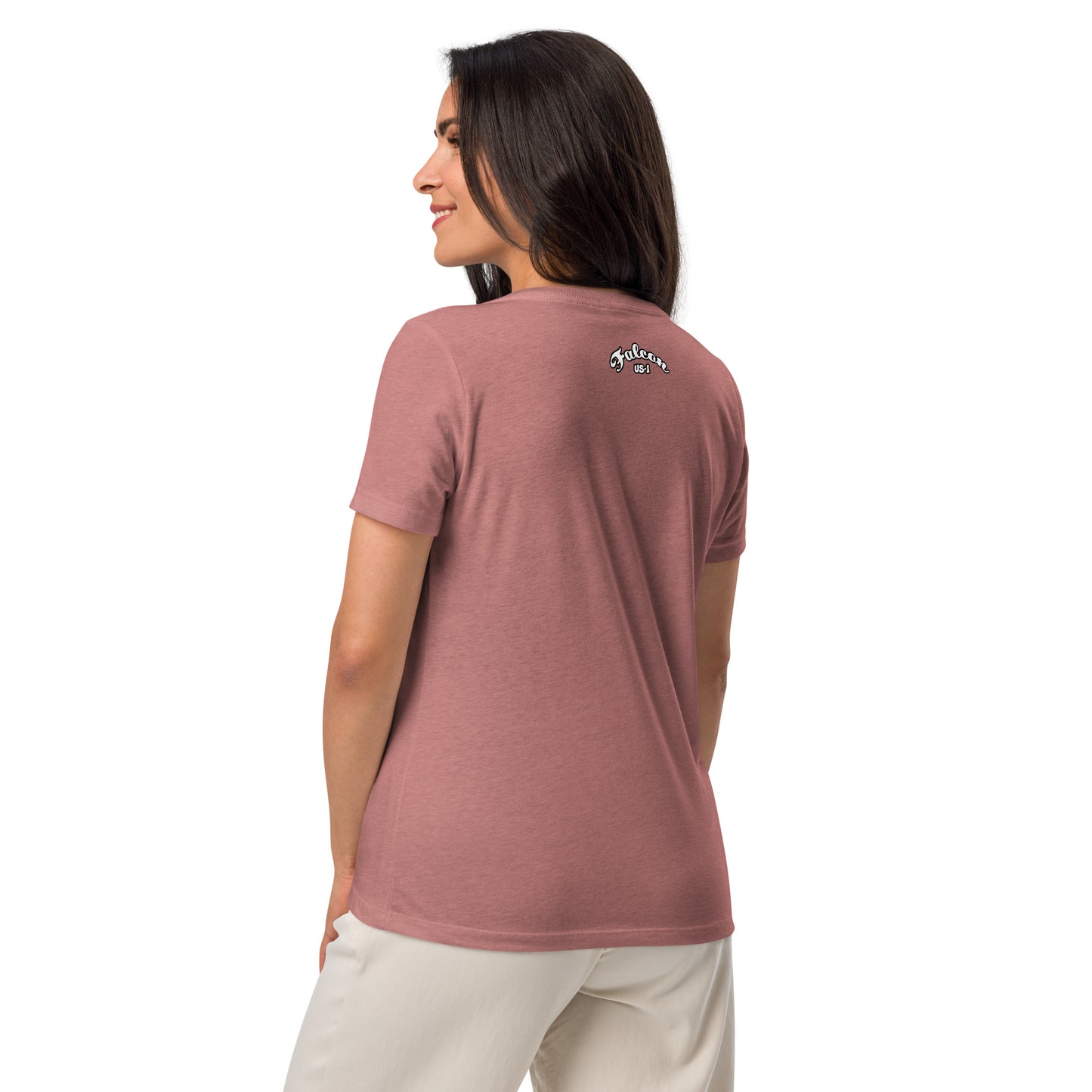 Women’s relaxed v-neck t-shirt - White Falcon US-1 Logo