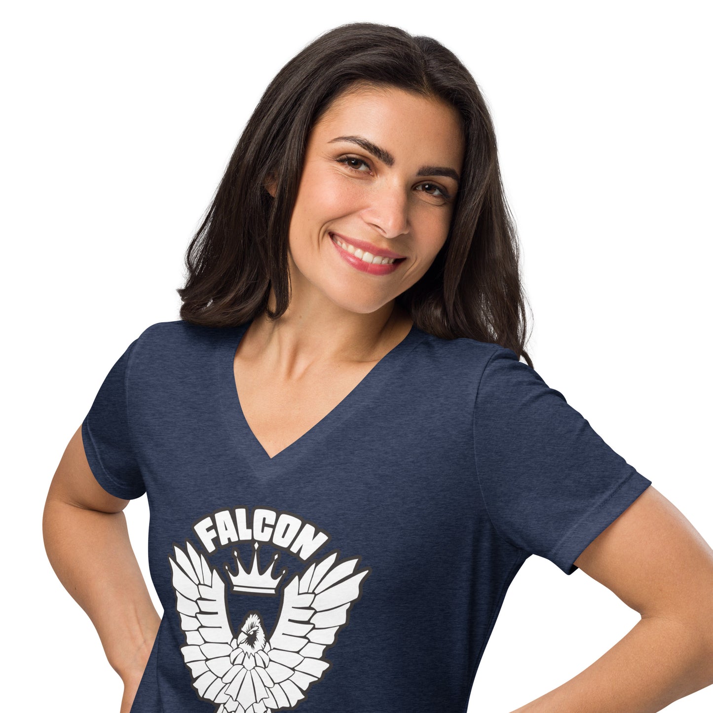 Women’s relaxed v-neck t-shirt - White Falcon US-1 Logo