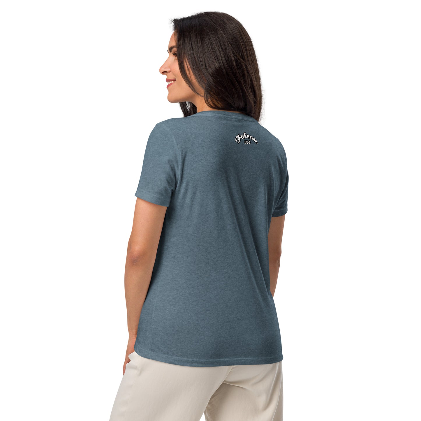 Women’s relaxed v-neck t-shirt - White Falcon US-1 Logo